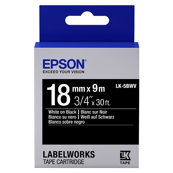 Epson LK 5BWV vivid white on black tape, 18mm (original Epson) 083252 - 1
