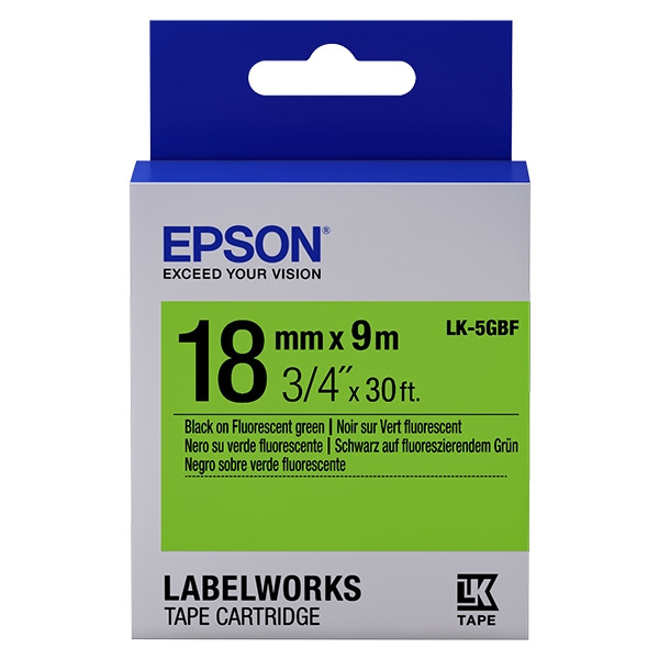 Epson LK 5GBF black on fluorescent green tape, 18mm (original) C53S655005 083250 - 1
