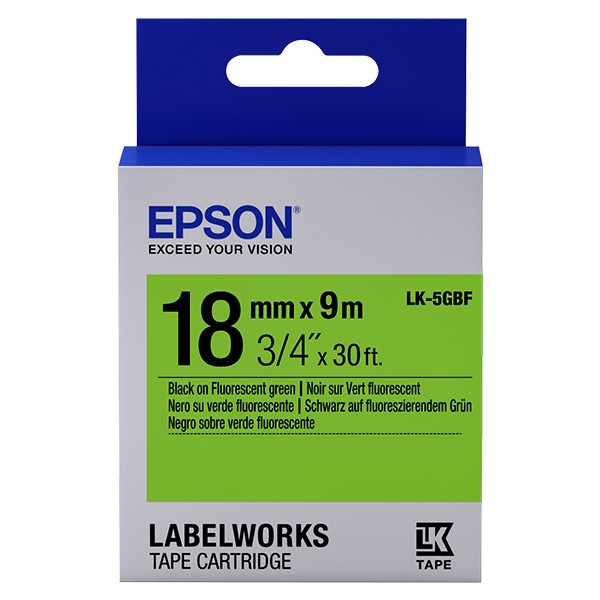 Epson LK 5GBF black on fluorescent green tape, 18mm (original Epson) 083250 - 1