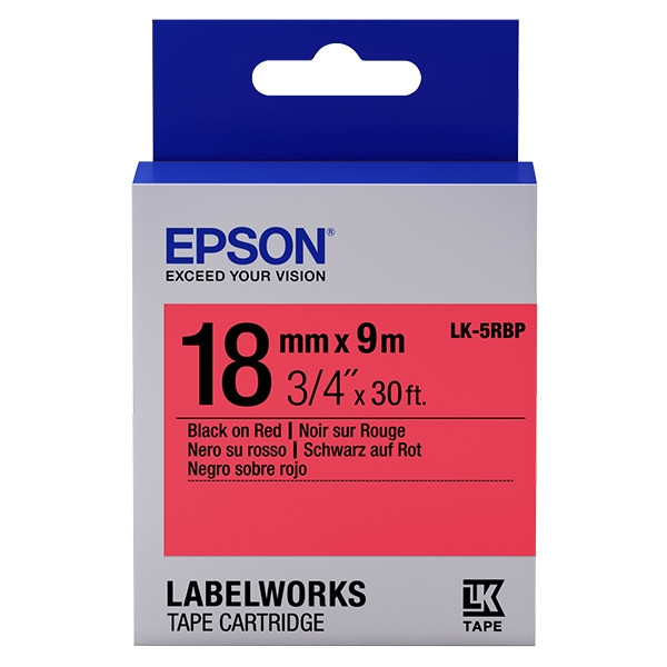 Epson LK 5RBP black on pastel red tape, 18mm (original Epson) 083236 - 1