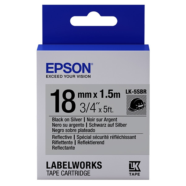Epson LK 5SBR black on silver reflective tape, 18mm (original Epson) 083228 - 1