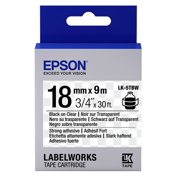 Epson LK 5TBW adhesive black on transparent tape, 18mm (original) C53S655011 083244 - 1