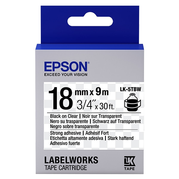 Epson LK 5TBW adhesive black on transparent tape, 18mm (original Epson) 083244 - 1