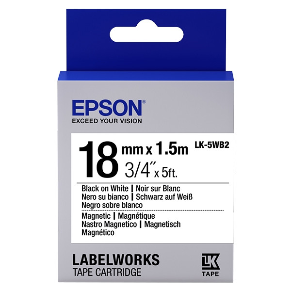 Epson LK 5WB2 black on white magnetic tape, 18mm (original Epson) 083258 - 1