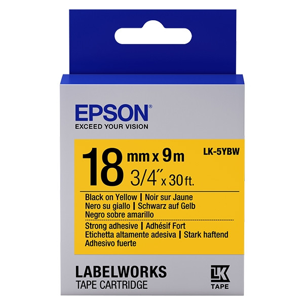Epson LK 5YBW adhesive black on yellow tape, 18mm (original) C53S655010 083242 - 1