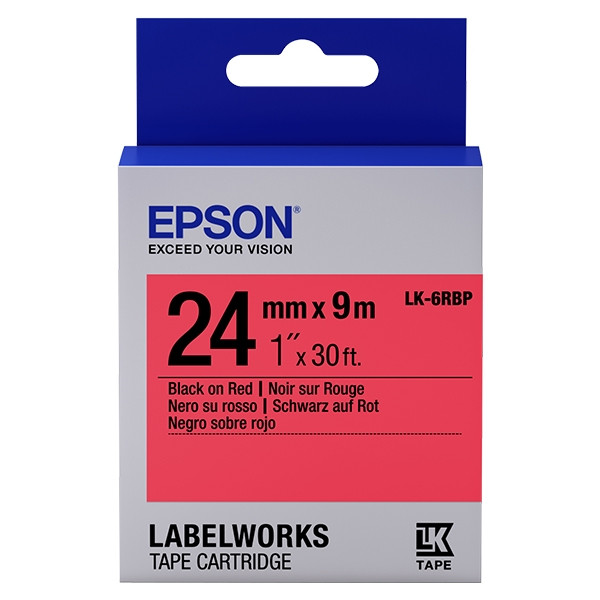 Epson LK 6RBP black on pastel red tape, 24 mm (original) C53S656004 083264 - 1