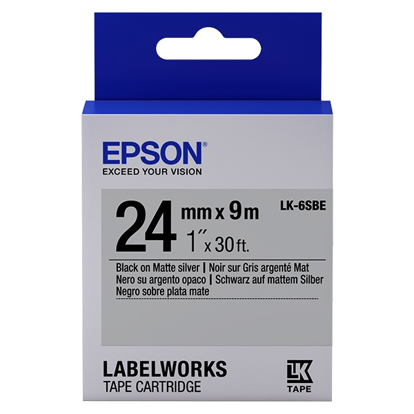 Epson LK 6SBE matte black on silver tape, 24mm (original) C53S656009 083256 - 1
