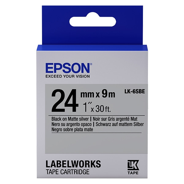 Epson LK 6SBE matte black on silver tape, 24mm (original Epson) 083256 - 1