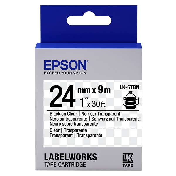 Epson LK 6TBN black on transparent tape, 24mm (original) C53S656007 083262 - 1
