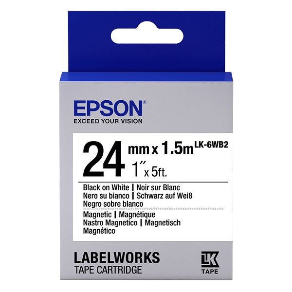 Epson LK 6WB2 black on white magetic tape, 24mm (original) C53S656003 083270 - 1