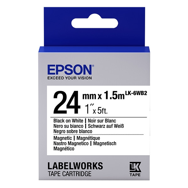 Epson LK 6WB2 black on white magetic tape, 24mm (original Epson) 083270 - 1