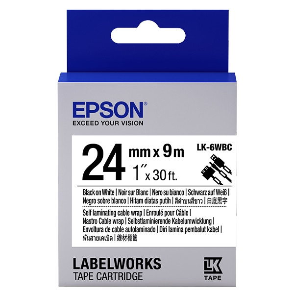 Epson LK 6WBC black on white cable tape, 24mm (original) C53S656901 083260 - 1