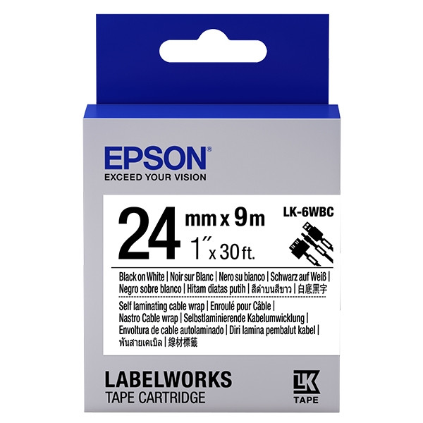 Epson LK 6WBC black on white cable tape, 24mm (original Epson) 083260 - 1