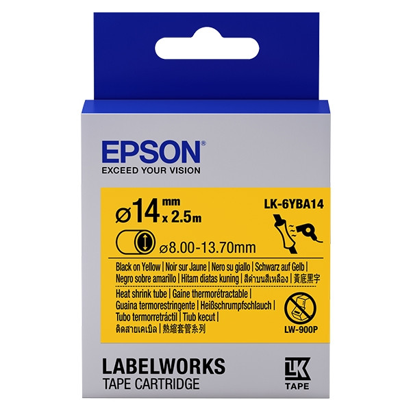 Epson LK 6YBA14 black on yellow heat shrink tape, 14mm (original) C53S656905 083298 - 1