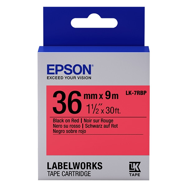 Epson LK 7RBP black on pastel red tape, 36mm (original Epson) C53S657004 083276 - 1