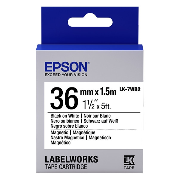 Epson LK 7WB2 black on white magetic tape, 36mm (original Epson) 083282 - 1