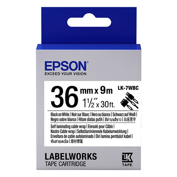 Epson LK 7WBC black on white cable tape, 36mm (original) C53S657902 083272 - 1