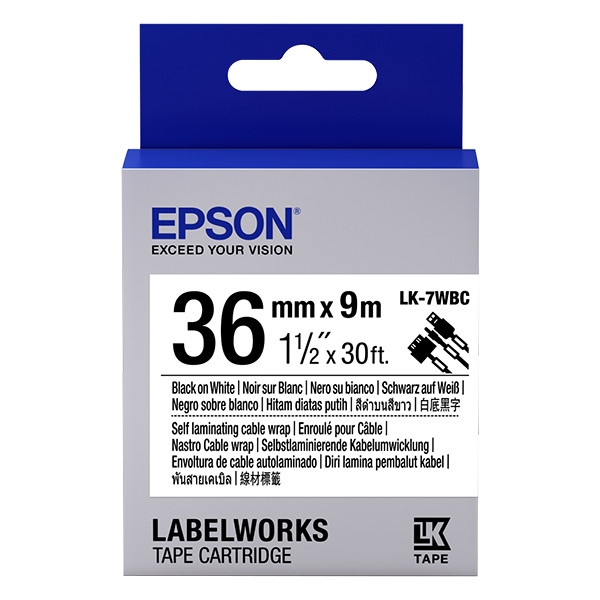 Epson LK 7WBC black on white cable tape, 36mm (original Epson) 083272 - 1