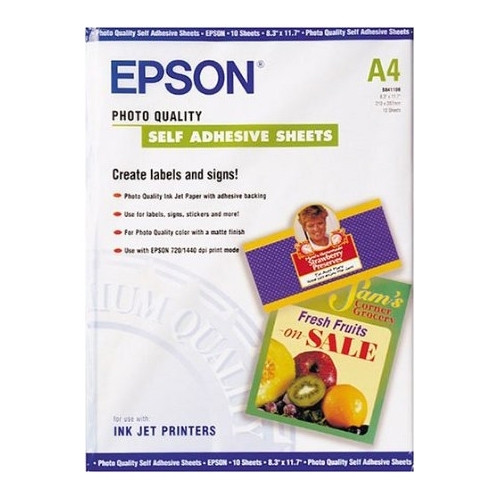Epson S041106 Photo Quality self-adhesive A4 paper, 167g, (10 sheetsl) C13S041106 064642 - 1