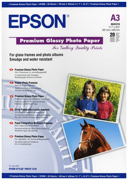 Epson S041315 255gsm A3 Premium Glossy Photo Paper (20 sheets) C13S041315 150360 - 1