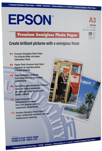 Epson S041334 251gsm A3 Premium Semi-Gloss Photo Paper (20 sheets) Epson