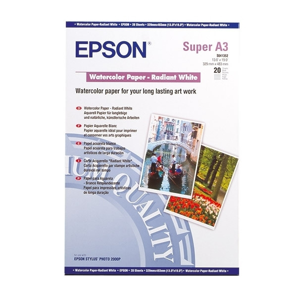 Epson S041352 A3 + Watercolor Paper - Radiant White, 190 gsm (20 sheets) C13S041352 153051 - 1