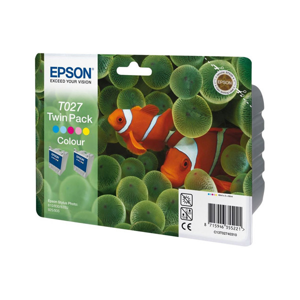 Epson T027 colour ink cartridge 2-pack (original Epson) C13T02740310 C13T02740320 652016 - 1