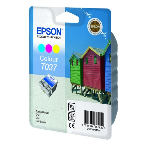 Epson T037 colour ink cartridge (original Epson) C13T03704010 022060 - 1