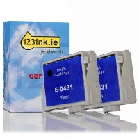 Epson T0431 high-capacity black ink cartridge 2-pack (123ink version) 022373
