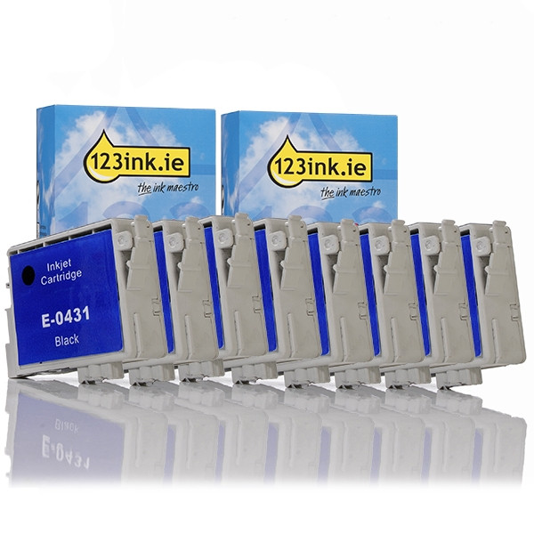 Epson T0431 high capacity black ink cartridge 8-pack (123ink version) C13T04314010 022374 - 1