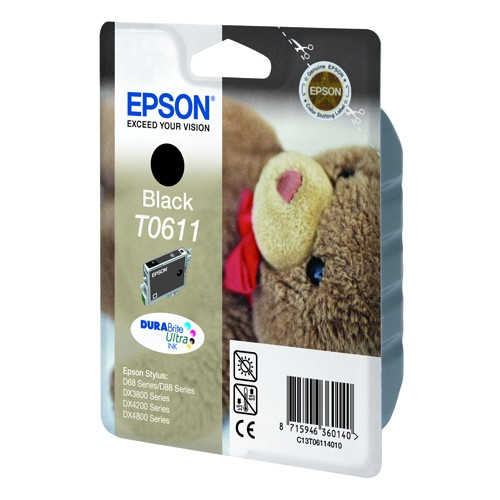 Epson T0611 black ink cartridge (original Epson) C13T06114010 C13T06114012 023000 - 1