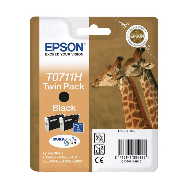 Epson T0711H high capacity black ink cartridge 2-pack (original) C13T07114H10 023105 - 1