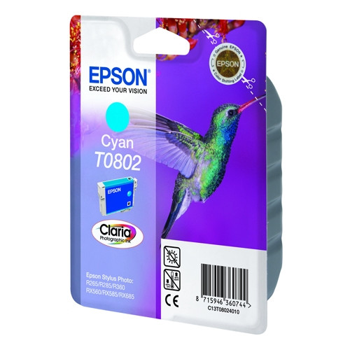 Epson T0802 cyan ink cartridge (original Epson) C13T08024011 023075 - 1