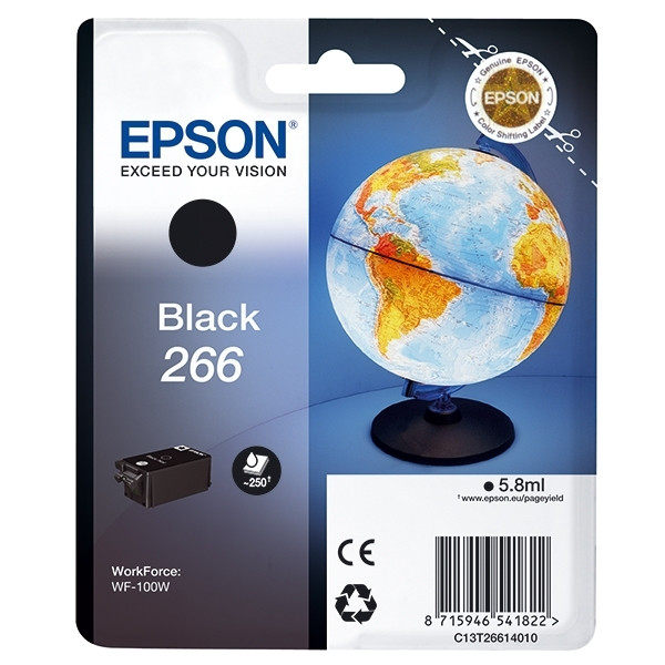 Epson T266 black ink cartridge (original Epson) C13T26614010 026716 - 1