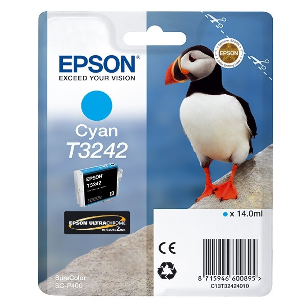 Epson T3242 cyan ink cartridge (original Epson) C13T32424010 026936 - 1