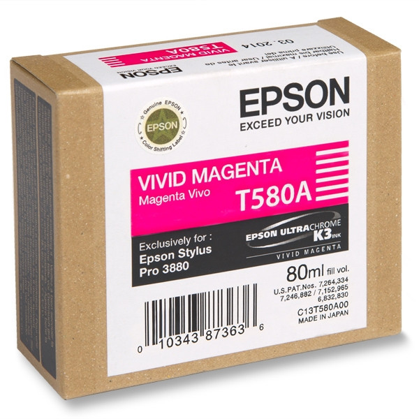 Epson T580A vivid magenta ink cartridge (original) C13T580A00 025912 - 1