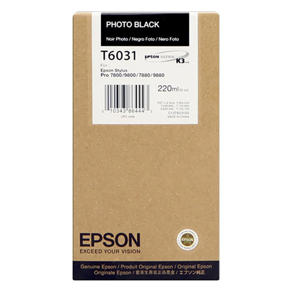 Epson T6031 high capacity photo black ink cartridge (original Epson) C13T603100 026034 - 1