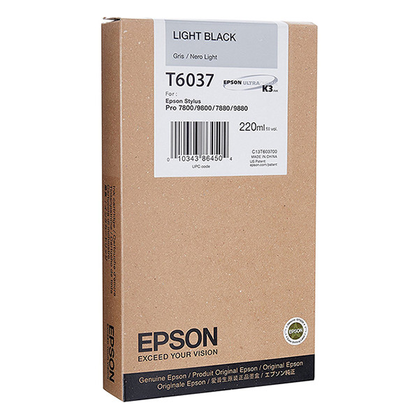 Epson T6037 high capacity light black ink cartridge (original Epson) C13T603700 026046 - 1