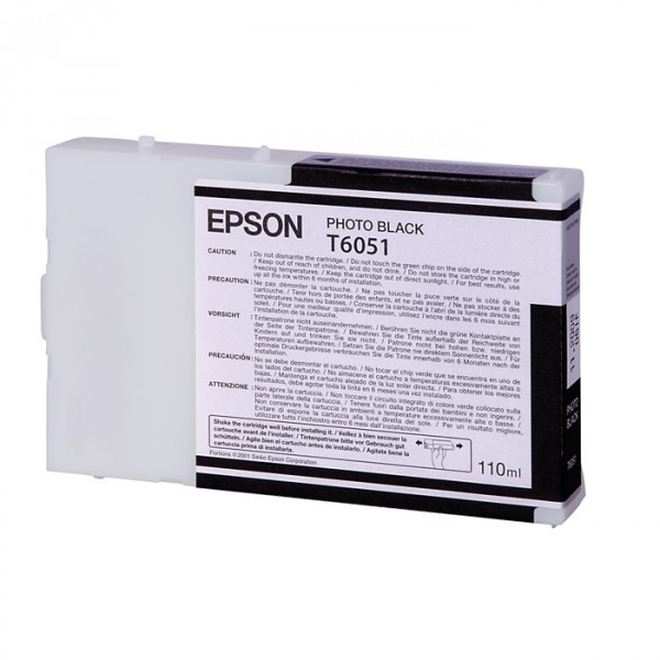 Epson T6051 standard capacity photo black ink cartridge (original Epson) C13T605100 026050 - 1