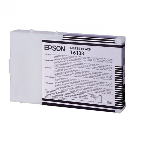 Epson T6138 standard capacity matte black ink cartridge (original) C13T613800 026104 - 1