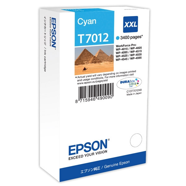 Epson T7012 cyan extra high capacity ink cartridge (original Epson) C13T70124010 026403 - 1