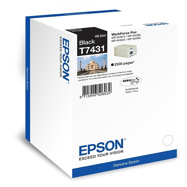 Epson T7431 black ink cartridge (original) C13T74314010 026608 - 1