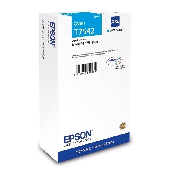 Epson T7542 cyan extra high-capacity ink cartridge (original Epson) 026926 - 1