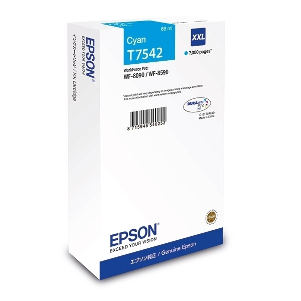 Epson T7542 cyan extra high capacity ink cartridge (original Epson) C13T754240 026926 - 1