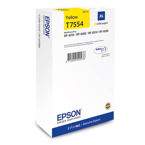 Epson T7554 high capacity yellow ink cartridge (original) C13T755440 026686 - 1