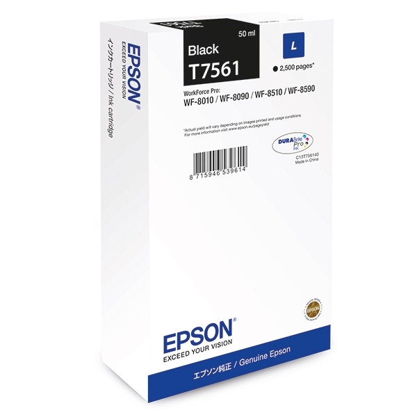 Epson T7561 black ink cartridge (original) C13T756140 026672 - 1
