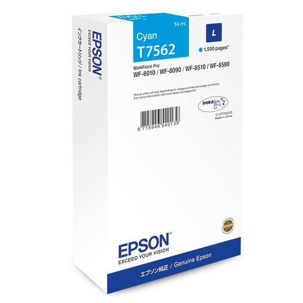 Epson T7562 cyan ink cartridge (original) C13T756240 026674 - 1