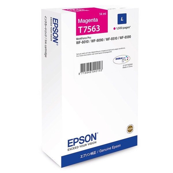 Epson T7563 magenta ink cartridge (original) C13T756340 026676 - 1