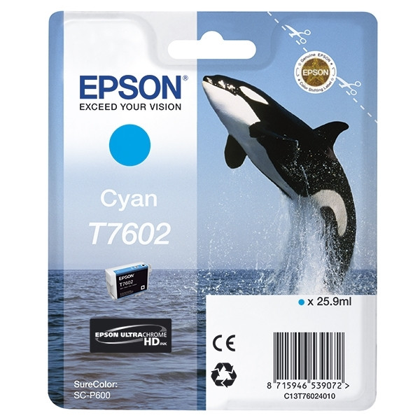 Epson T7602 cyan ink cartridge (original Epson) C13T76024010 026724 - 1