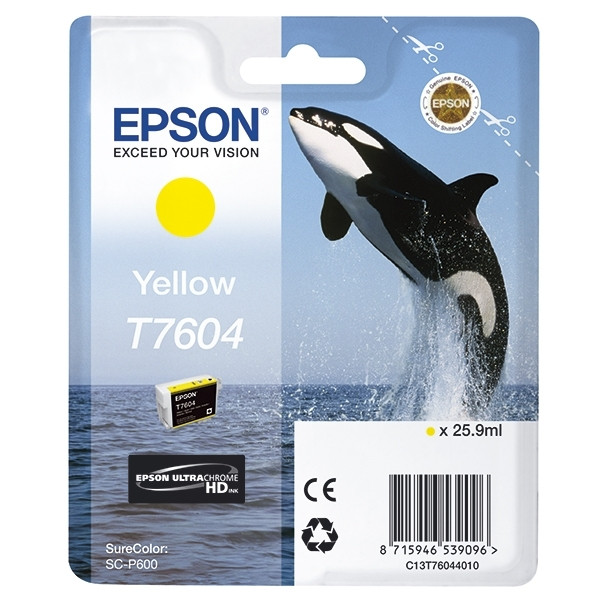 Epson T7604 yellow ink cartridge (original Epson) C13T76044010 026728 - 1